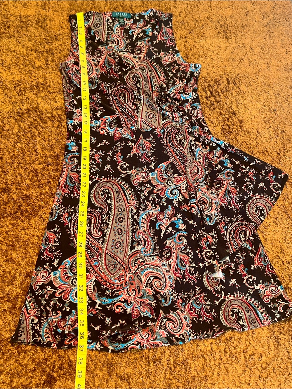 Talbots Brown Paisley Midi Dress with Red and Teal Accents - Picture 2 of 6